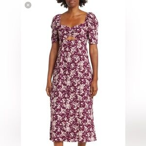Melrose and Market Keyhole Bust Maxi Dress Purple Floral pattern Size XXS EUC